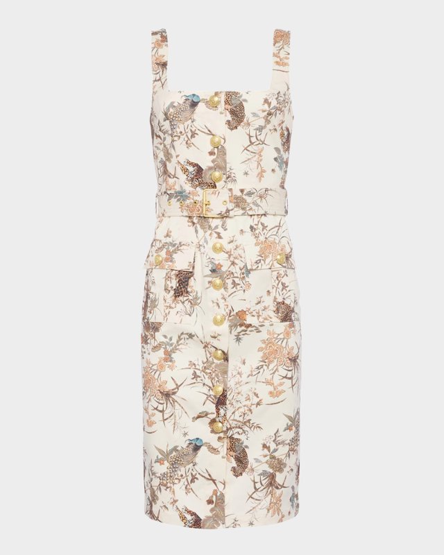 Tapestry Jungle Idy Button-Front Tank Dress
